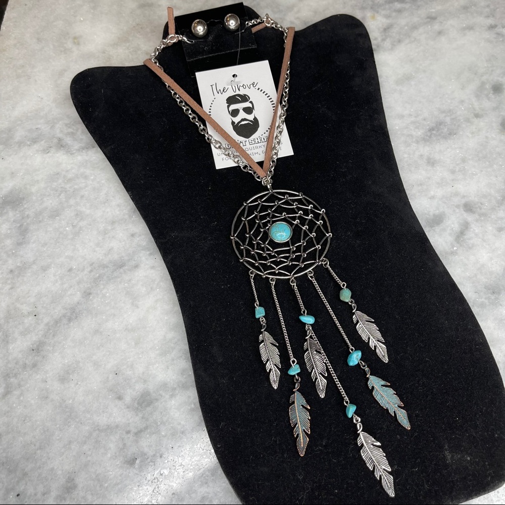 LAST 1 Dreamcatcher large necklace earring silver - Picture 3 of 3